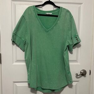 Women's Green V-Neck Top